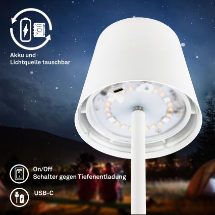 Briloner 7517016 - LED RGBW prigušiva punjiva spoljašnja stona lampa CILANO LED/3W/5V IP44 2000 mAh bela