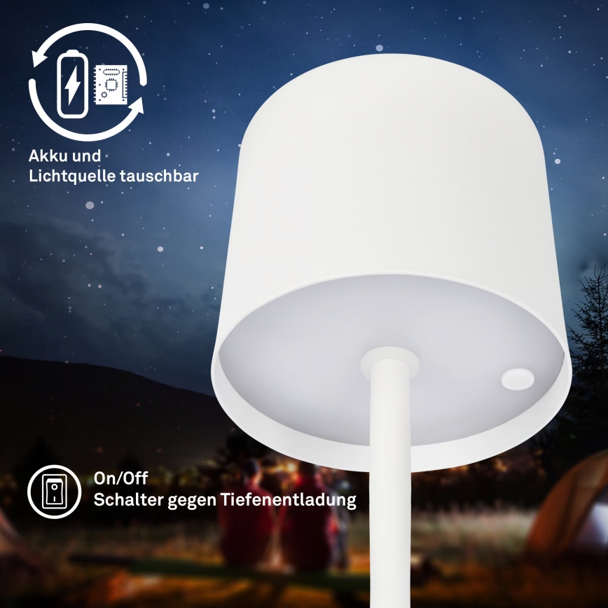 Briloner 7521016 - LED prigušiva punjiva spoljna stona lampa SIGO LED/2,5W/5V IP44 2600 mAh bela