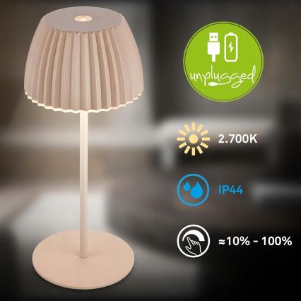 Briloner 7552-011 - MINI LED prigušiva punjiva dodirna spoljna stona lampa LED/1,5W/5V IP44 1800 mAh bež
