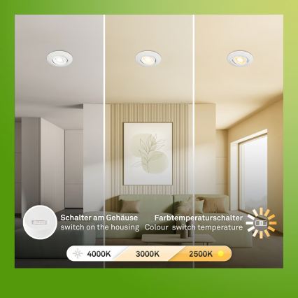 Briloner 7586036 - KOMPLET 3x LED kupatilsko ugradno plafonsko svetlo KLIRA LED/4,9W/230V 2500/3000/4000K IP23 bela