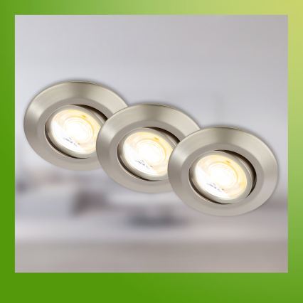 Briloner 7587032 - SET 3x LED prigušiva kupatilska ugradna svetla KLIRA LED/4,9W/230V 2500/3000/4000K IP23 mat hrom