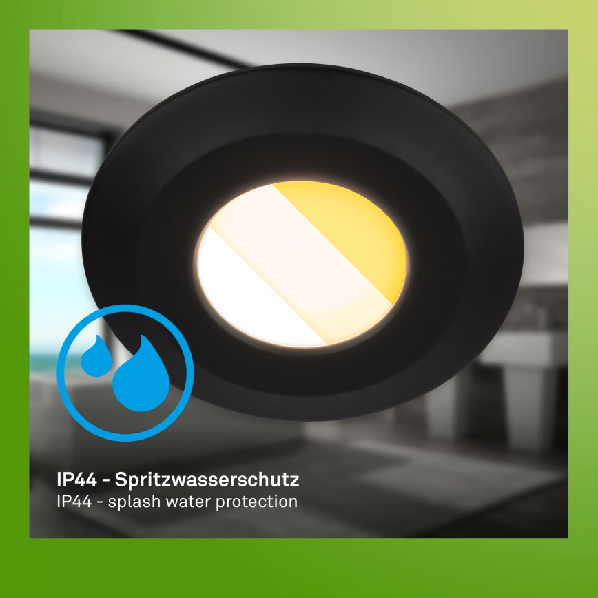 Briloner 7588035 - SET 3x LED kupatilska ugradna svetla KLIRA LED/4,9W/230V 2500/3000/4000K IP44 crna