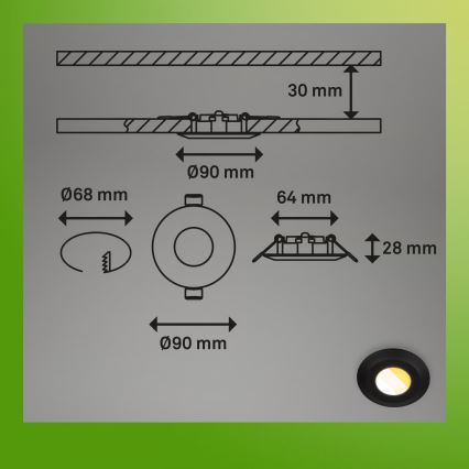 Briloner 7588035 - SET 3x LED kupatilska ugradna svetla KLIRA LED/4,9W/230V 2500/3000/4000K IP44 crna