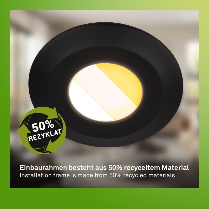 Briloner 7589035 - Komplet 3x LED prigušiva kupatilska ugradna svetla KLIRA LED/4,9W/230V 2500/3000/4000K IP44 crna