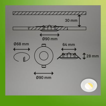 Briloner 7589036 - Komplet 3x LED prigušiva kupatilska ugradna svetiljka KLIRA LED/4,9W/230V 2500/3000/4000K IP44 bela