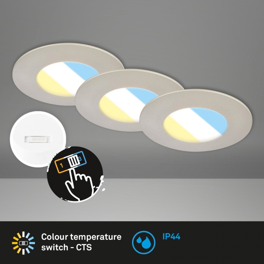 Briloner 7598032 - Komplet 3x LED ugradna kupatilska svetla LED/4,9W/230V IP44 2700/4000/6500K mat hrom