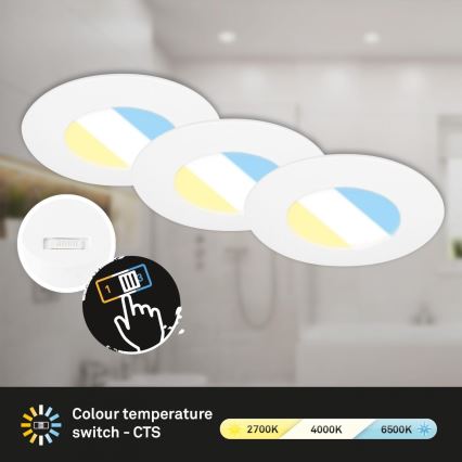 Briloner 7598036 - SET od 3 LED ugradna kupatilska svetla LED/4,9W/230V IP44 2700/4000/6500K bela