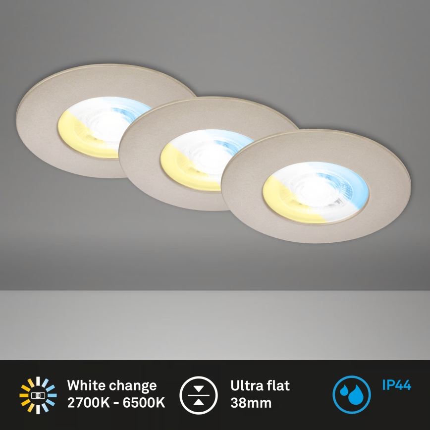 Briloner 7605032 - SET od 3 LED ugradnih svetala za kupatilo LED/4,9W/230V 2700/4000/6500K IP44 mat hrom