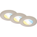 Briloner 7605032 - SET od 3 LED ugradnih svetala za kupatilo LED/4,9W/230V 2700/4000/6500K IP44 mat hrom