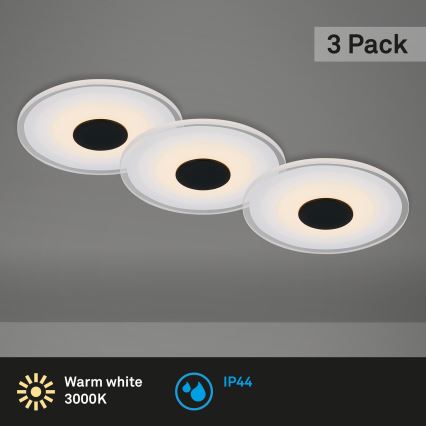 Briloner - Komplet 3x LED kupatilsko ugradno plafonsko svetlo LED/6W/230V IP44 crno