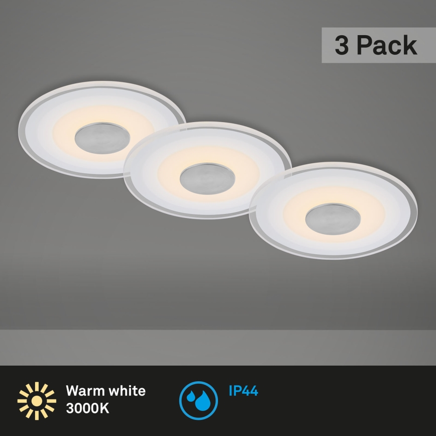 Briloner - Komplet 3x LED kupatilsko ugradno svetlo LED/6W/230V IP44 hrom