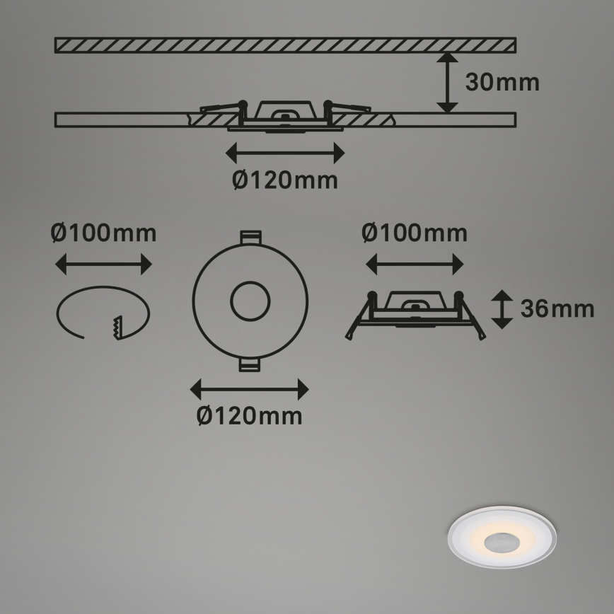 Briloner - Komplet 3x LED kupatilsko ugradno svetlo LED/6W/230V IP44 hrom