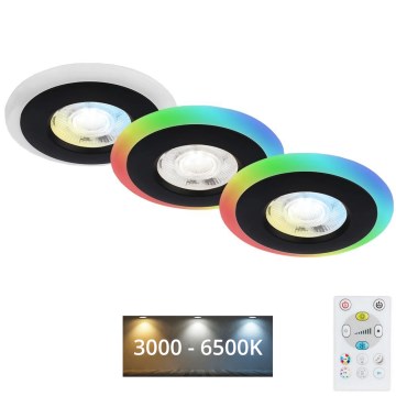 Briloner - Komplet 3x LED RGBW prigušiva ugradna svetla za kupatilo LED/5W/230V 3000-6500K IP44 + daljinski upravljač