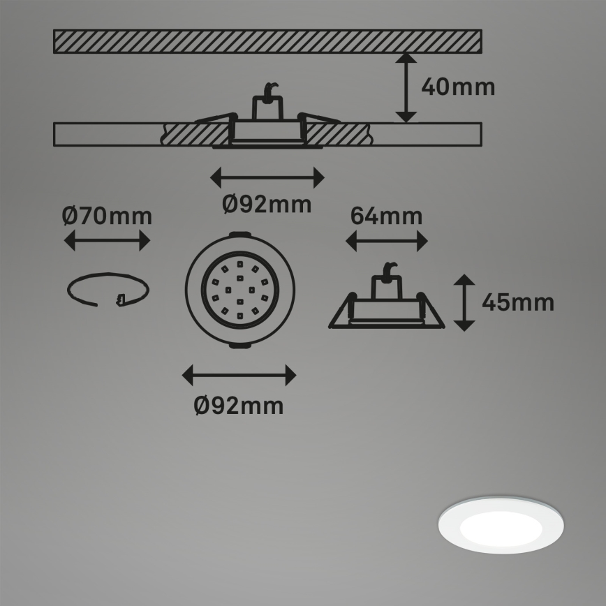 Briloner - Set od 3 prigušiva ugradna LED svetla za kupatilo LED/4,8W/230V 3000-6500K IP44 + daljinski upravljač