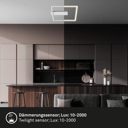 Briloner - LED plafonsko svetlo sa senzorom pokreta i sumraka FRAME LED/14W/230V 3000K 30x32 cm mat hrom
