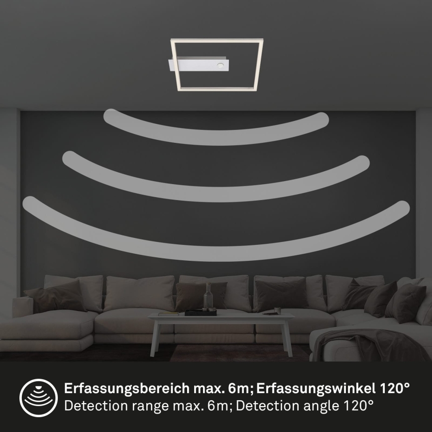 Briloner - LED plafonsko svetlo sa senzorom pokreta i sumraka FRAME LED/14W/230V 3000K 30x32 cm mat hrom