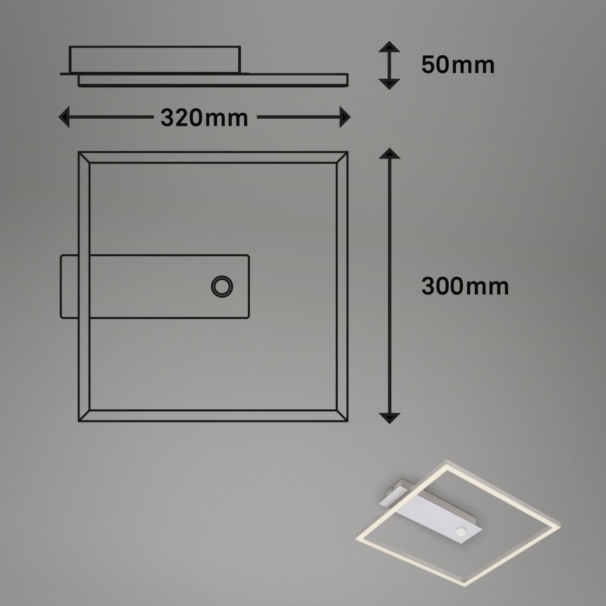 Briloner - LED plafonsko svetlo sa senzorom pokreta i sumraka FRAME LED/14W/230V 3000K 30x32 cm mat hrom