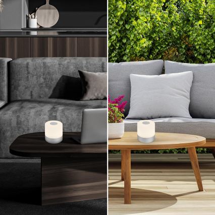 Briloner - LED punjiva dodirna stona lampa za spoljašnju upotrebu, s prigušiva funkcijom, LED/2W/5V 2700K IP44 1200 mAh, mat hrom