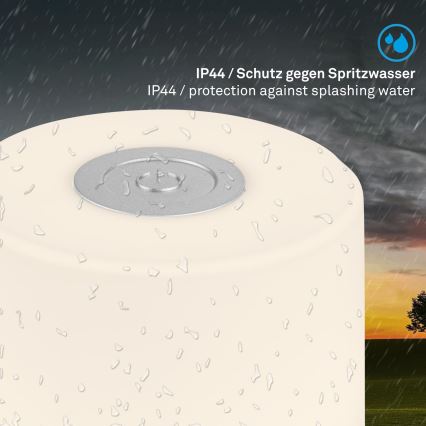 Briloner - LED punjiva dodirna stona lampa za spoljašnju upotrebu, s prigušiva funkcijom, LED/2W/5V 2700K IP44 1200 mAh, mat hrom