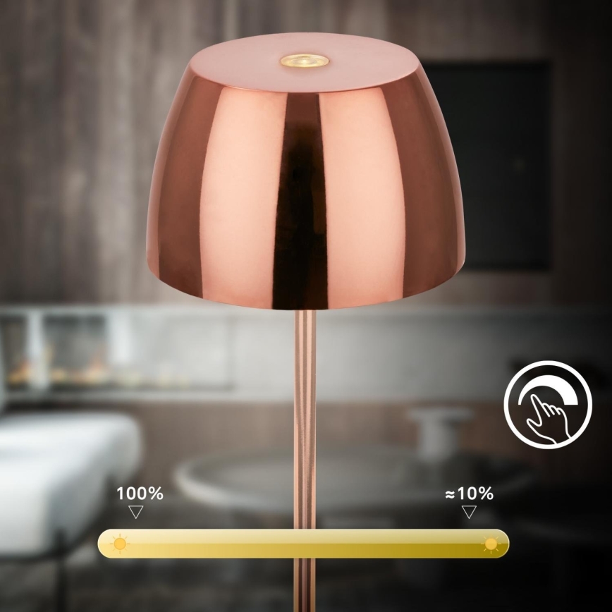 Briloner - LED prigušiva punjiva dodirna spoljašnja stona lampa MINI LED/2,5W/5V IP44 1800 mAh bakrena