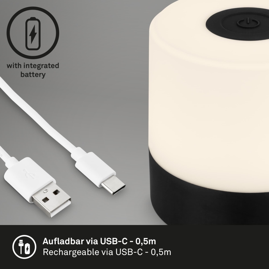 Briloner - LED prigušiva punjiva dodirna stona lampa za spoljašnju upotrebu LED/2W/5V 2700K IP44 1200 mAh crna