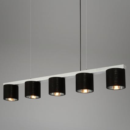 Briloner - Luster na sajli LURI 5xE14/25W/230V, od kaučukovog drveta