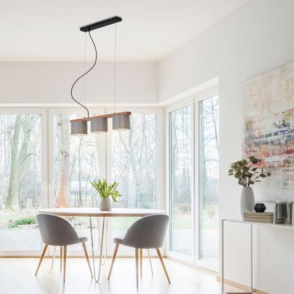 Briloner - Luster na sajli RHON 3xE14/25W/230V kaučukovo drvo
