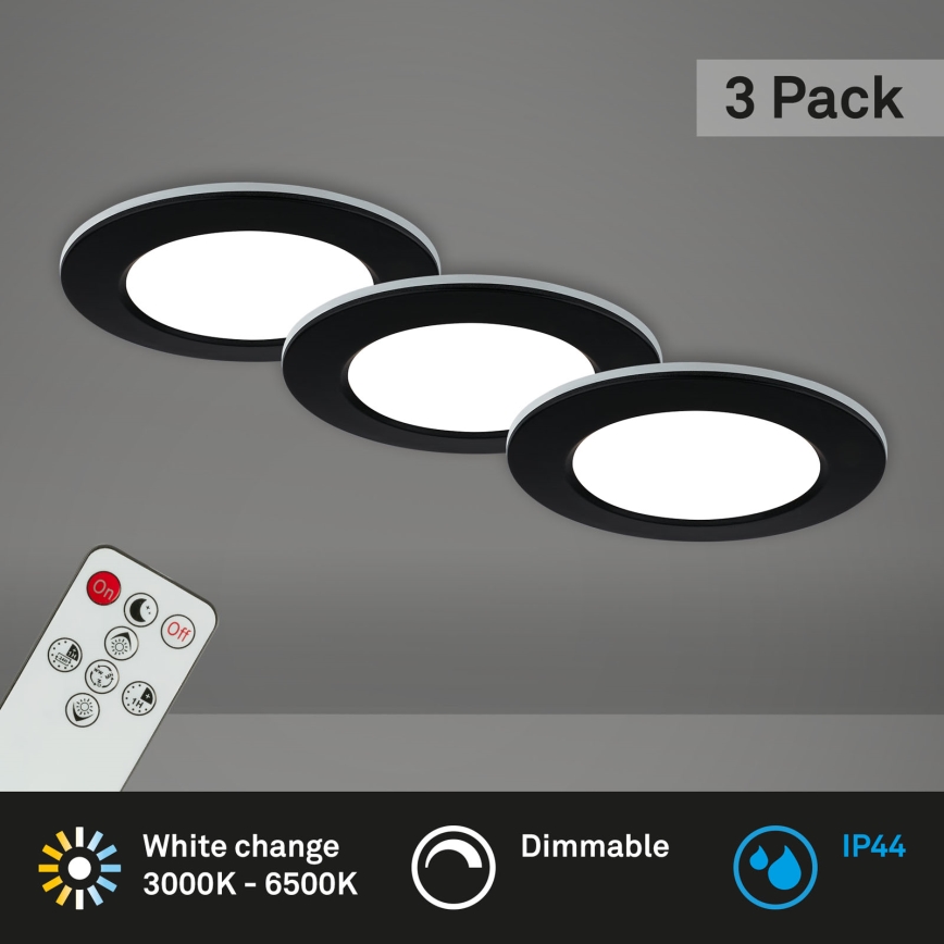 Briloner - SET 3x LED prigušiva ugradna kupatilska plafonska svetla LED/4,8W/230V 3000-6500K IP44 + daljinski upravljač