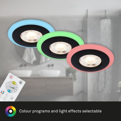 Briloner - Komplet 3x LED RGBW prigušiva ugradna svetla za kupatilo LED/5W/230V 3000-6500K IP44 + daljinski upravljač