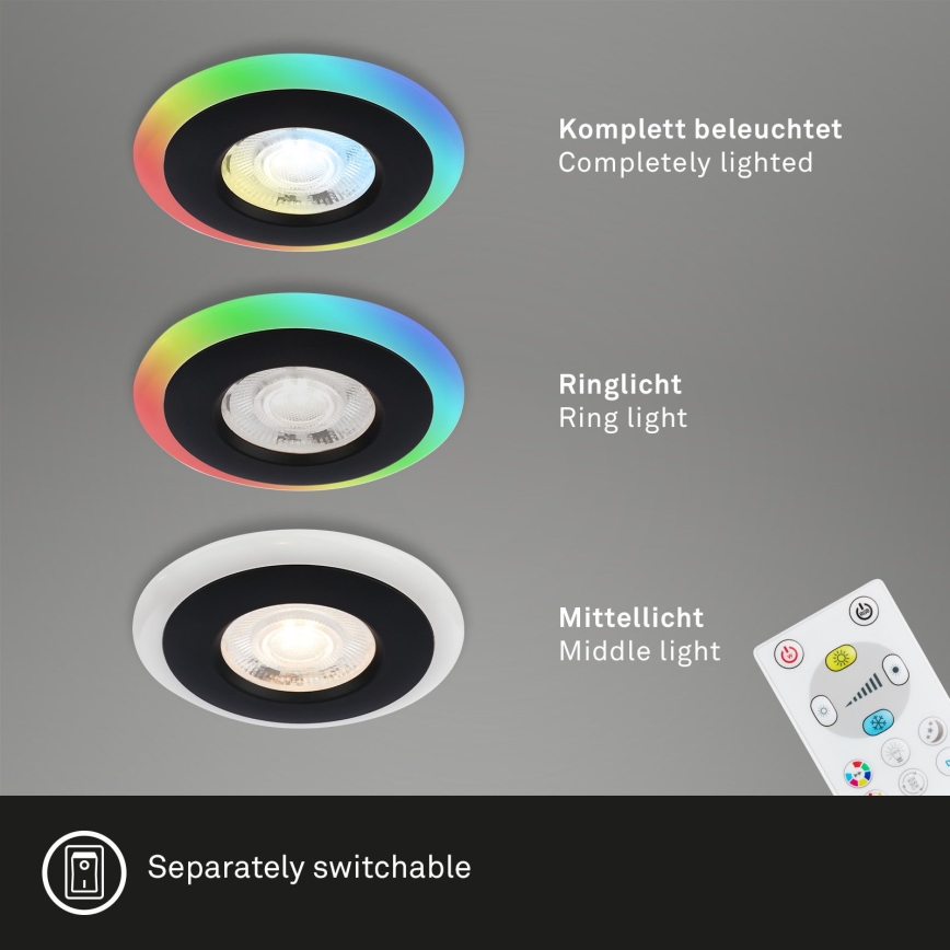 Briloner - Komplet 3x LED RGBW prigušiva ugradna svetla za kupatilo LED/5W/230V 3000-6500K IP44 + daljinski upravljač