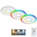 Briloner - SET 3x LED RGBW prigušiva kupatilska ugradna svetla LED/5W/230V 3000-6500K IP44 + daljinski upravljač