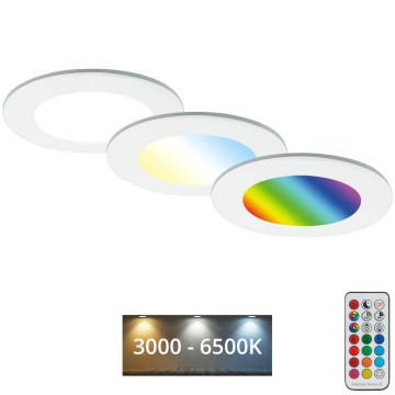 Briloner - SET 3x RGBW LED prigušiva kupatilska ugradna svetiljka LED/4,8W/230V 3000-6500K IP65 + daljinski upravljač