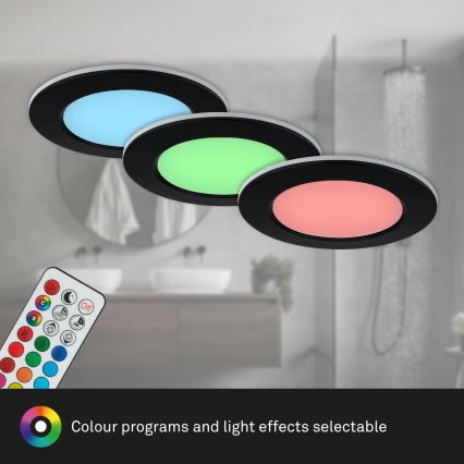 Briloner - Komplet od 3 kom LED RGBW prigušiva ugradna plafonska svetla za kupatilo LED/4,8W/230V 3000-6500K IP65 + daljinski upravljač