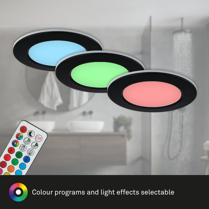 Briloner - Komplet od 3 kom LED RGBW prigušiva ugradna plafonska svetla za kupatilo LED/4,8W/230V 3000-6500K IP65 + daljinski upravljač