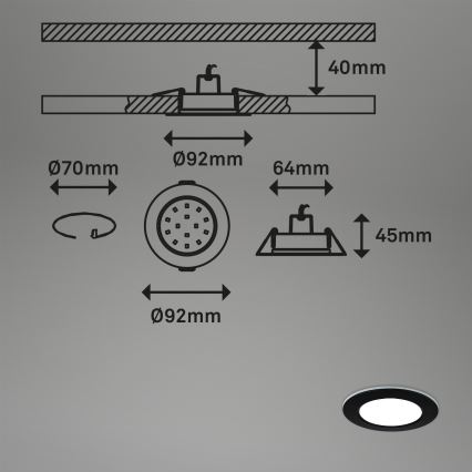 Briloner - Komplet od 3 kom LED RGBW prigušiva ugradna plafonska svetla za kupatilo LED/4,8W/230V 3000-6500K IP65 + daljinski upravljač