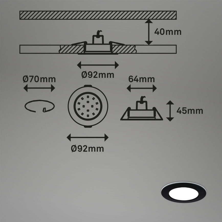 Briloner - Komplet od 3 kom LED RGBW prigušiva ugradna plafonska svetla za kupatilo LED/4,8W/230V 3000-6500K IP65 + daljinski upravljač