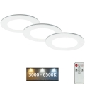 Briloner - Set od 3 prigušiva ugradna LED svetla za kupatilo LED/4,8W/230V 3000-6500K IP44 + daljinski upravljač