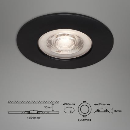 Briloner - SET od 3x LED ugradnih kupatilskih stropnih svetiljki LED/4,9W/230V IP44 crne