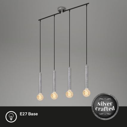 Briloner - Srebrni luster na sajli LONGA 4xE27/60W/230V