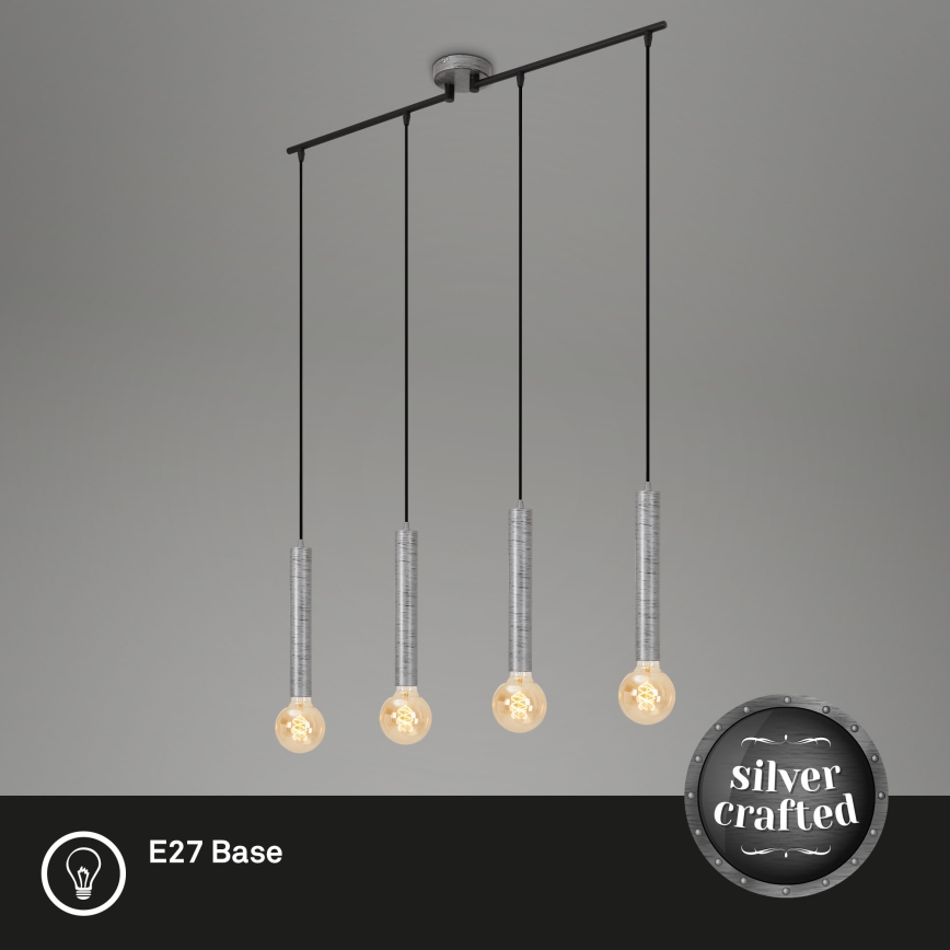 Briloner - Srebrni luster na sajli LONGA 4xE27/60W/230V