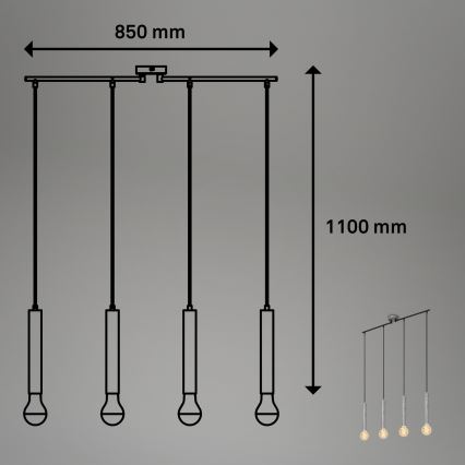Briloner - Srebrni luster na sajli LONGA 4xE27/60W/230V