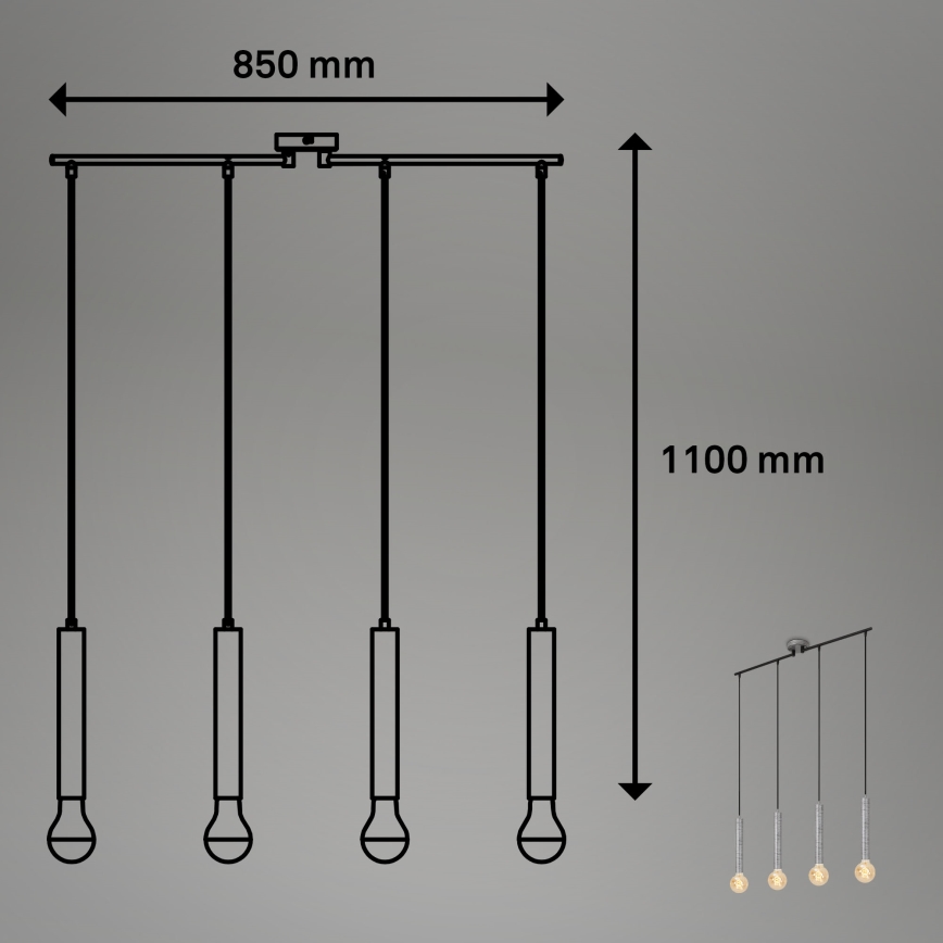 Briloner - Srebrni luster na sajli LONGA 4xE27/60W/230V