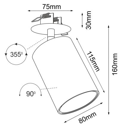 Brosline - Ugradna spot svetiljka 1xGU10/10W/230V crna