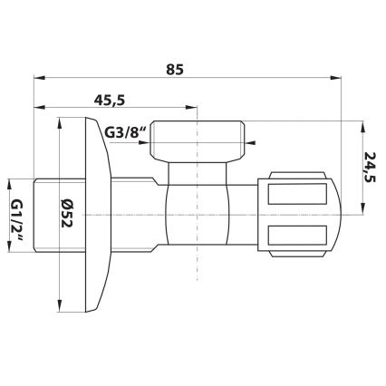Bruckner - Kutni vretenasti ventil, sjajni hrom