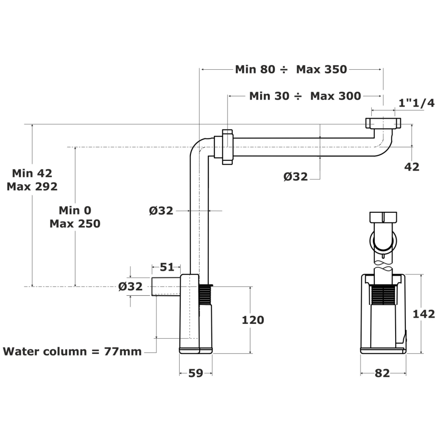 Bruckner - Nameštajni sifon za umivaonik MURALES, bela