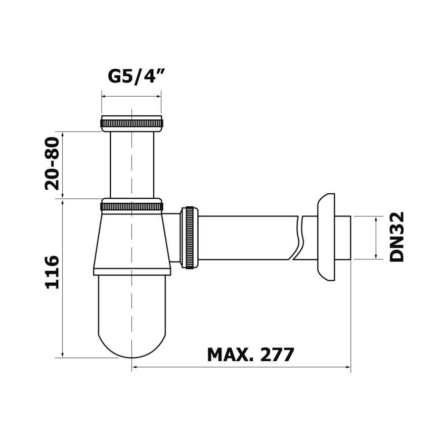 Bruckner - Niski sifon za umivaonik DN32 sjajni hrom