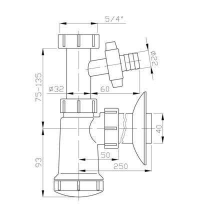 Bruckner - sifon za umivaonik sa priključkom DN40, beo