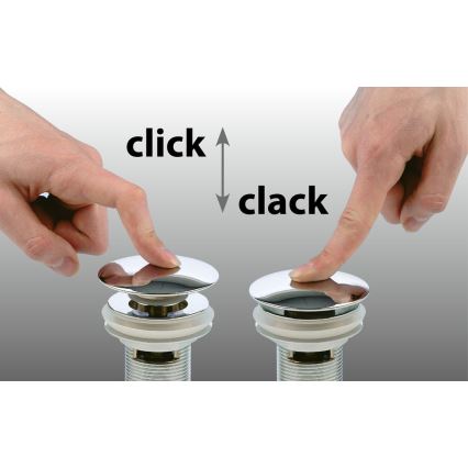 Bruckner - Slivnik za umivaonik bez preliva CLICK-CLACK, prečnik 6,4 cm, sjajni hrom
