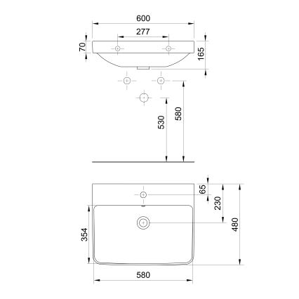 Bruckner - Ugradni umivaonik NERON 60x48 cm beo