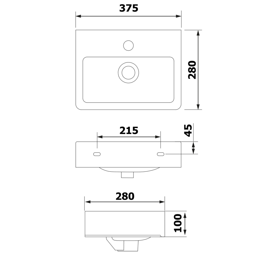 Bruckner - Umivaonik NOAM 37,5x28 cm keramika/bela